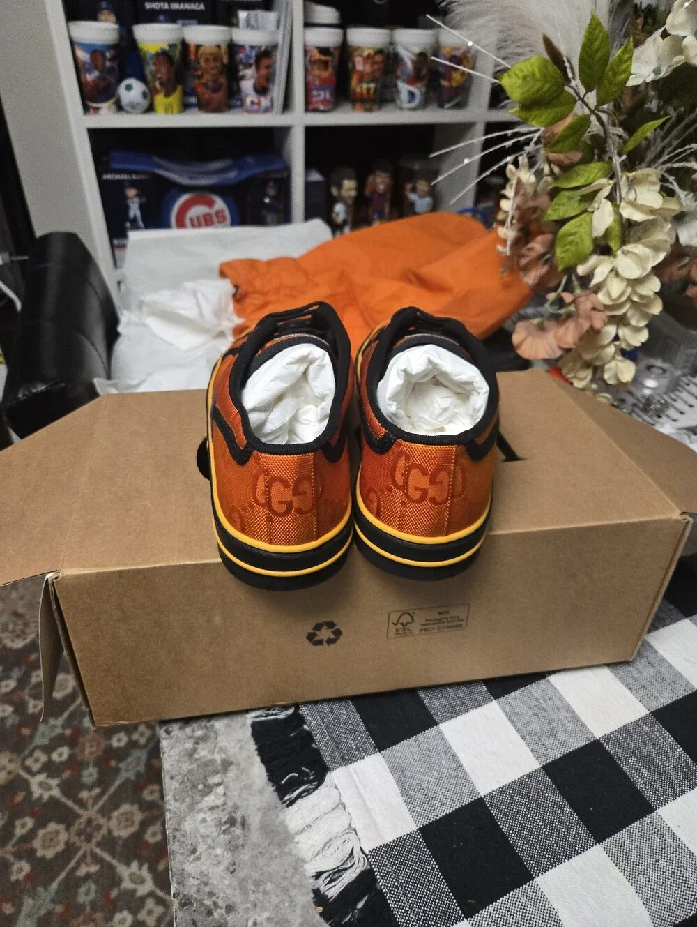 Gucci Orange and Black Low-Top Sneakers